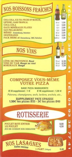 Carte 3 MA PIZZA CANNES Le Cannet