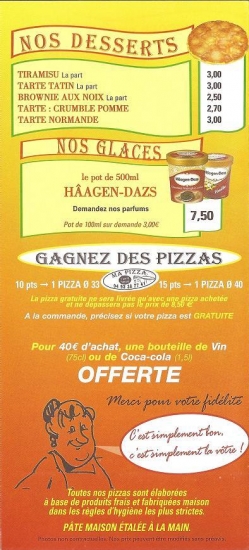 Carte 4 MA PIZZA CANNES Le Cannet