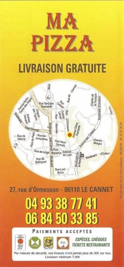 Carte 5 MA PIZZA CANNES Le Cannet